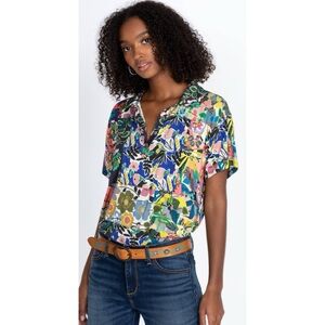 JOHNNY WAS Chelsea Garden Polo Tee Size M